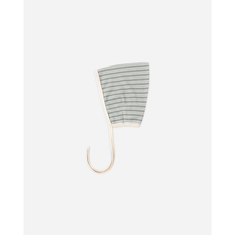 Ribbed Pixie Bonnet || Steel Blue Micro Stripe