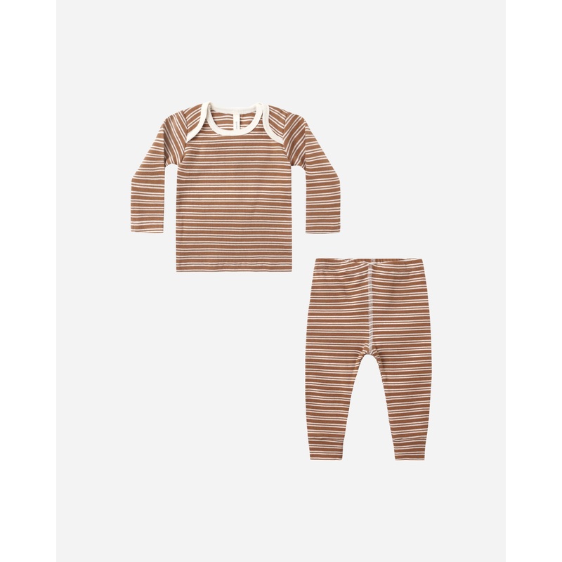 Ribbed Tee + Legging Set || Cedar Micro Stripe