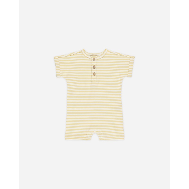 -Short Sleeve One-Piece || Yellow Stripe-