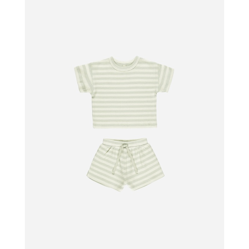 Waffle Tee + Short Set || Mint Stripe