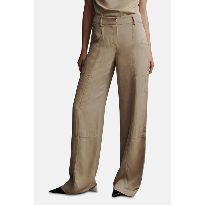 Chrystie Street Pant in Viscose/Linen Travertine
