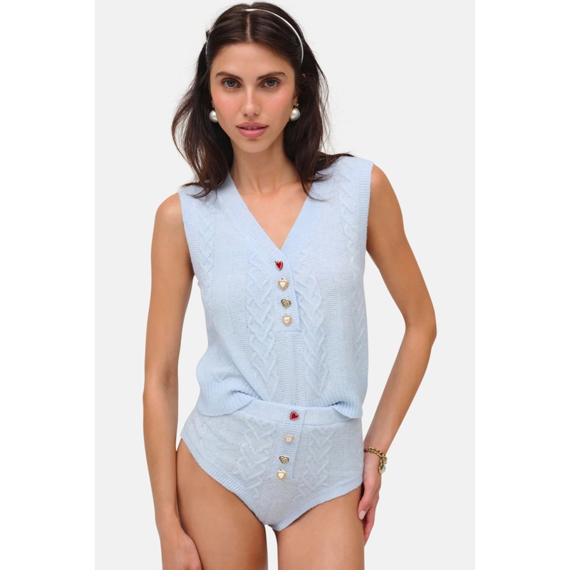 Cupid Cable Knit Vest Blue|XXS|XS|S|M