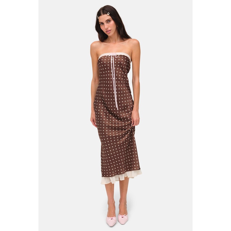 Daisy Mae Midi Dress Chocolate Brown