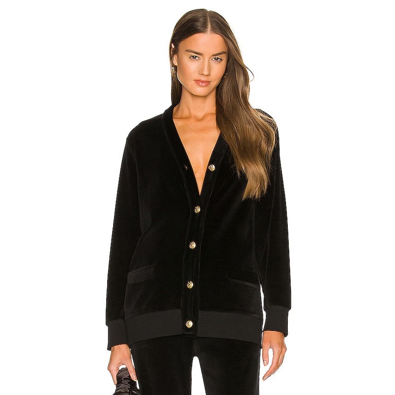 Evelina Velour Cardigan Black|XS|S|M
