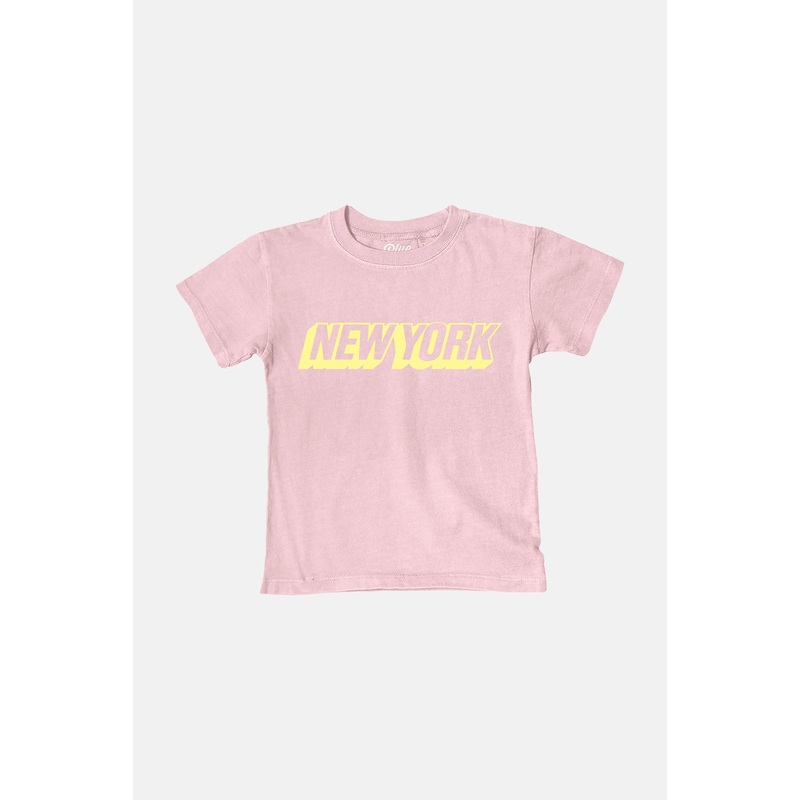 Kids New York Tee Blush/Yellow