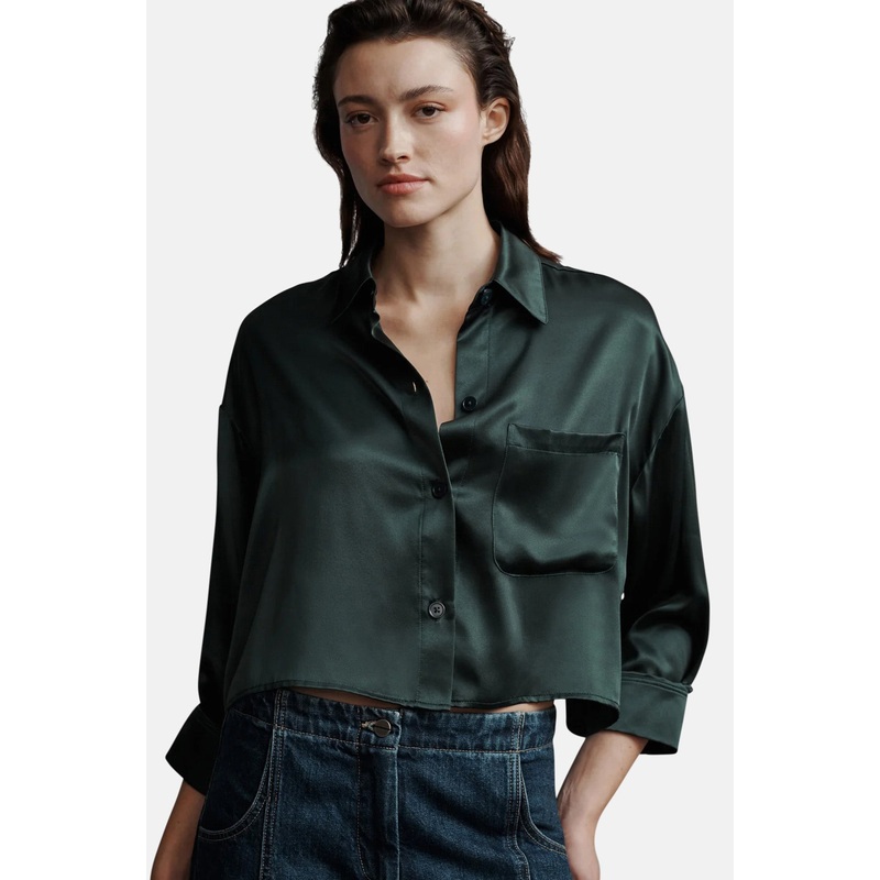 Soon To Be Ex Shirt in Silk Charmeuse Spruce