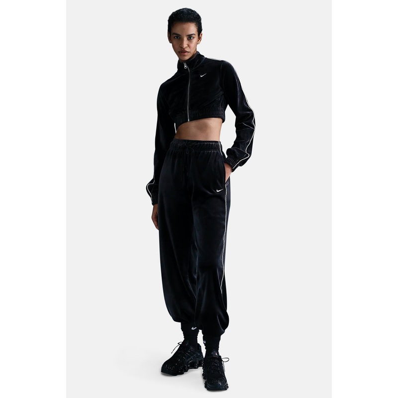 Women’s Mid-Rise Velour Joggers Black/Sail
