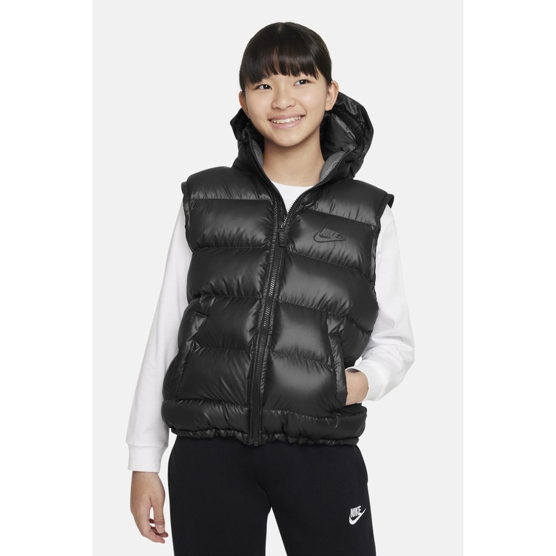 Big Kids’ Therma-FIT Repel Loose Hooded Vest Black