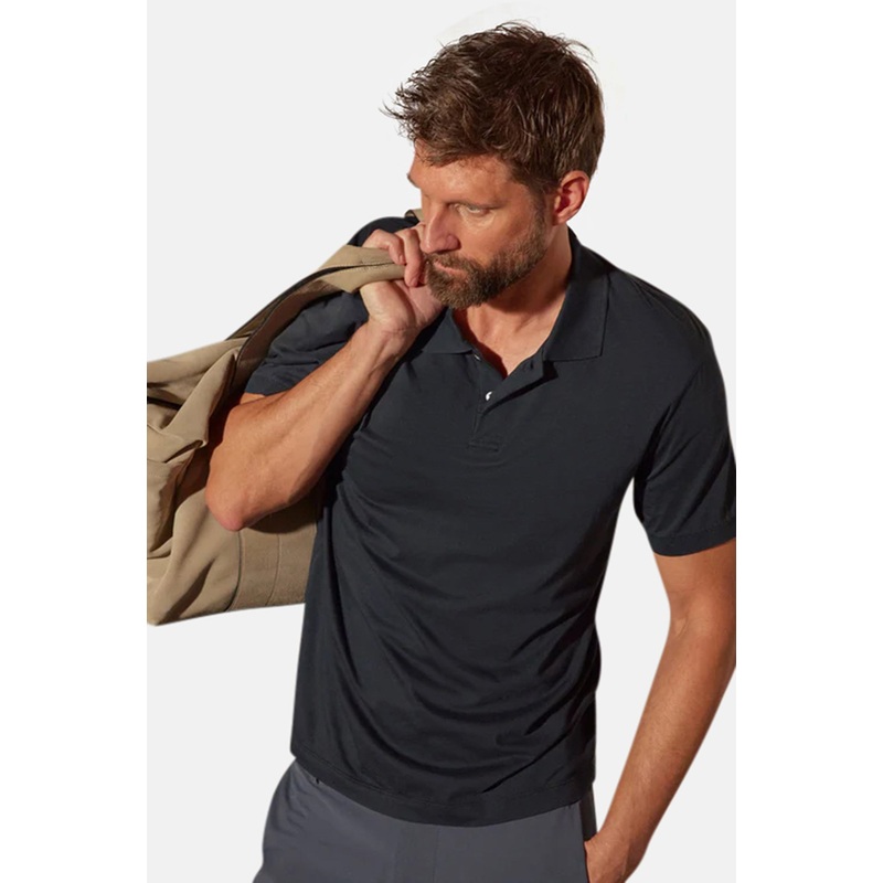 Luxe Lotus Jersey Polo French Navy