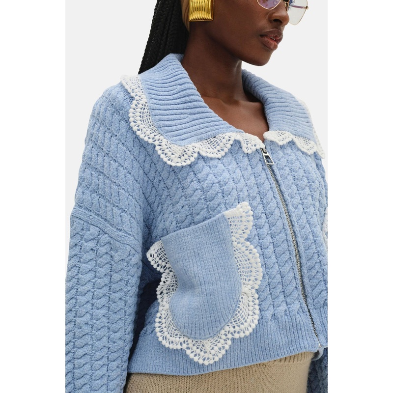 Tierra Knit Jacket Blue|XS|S|M