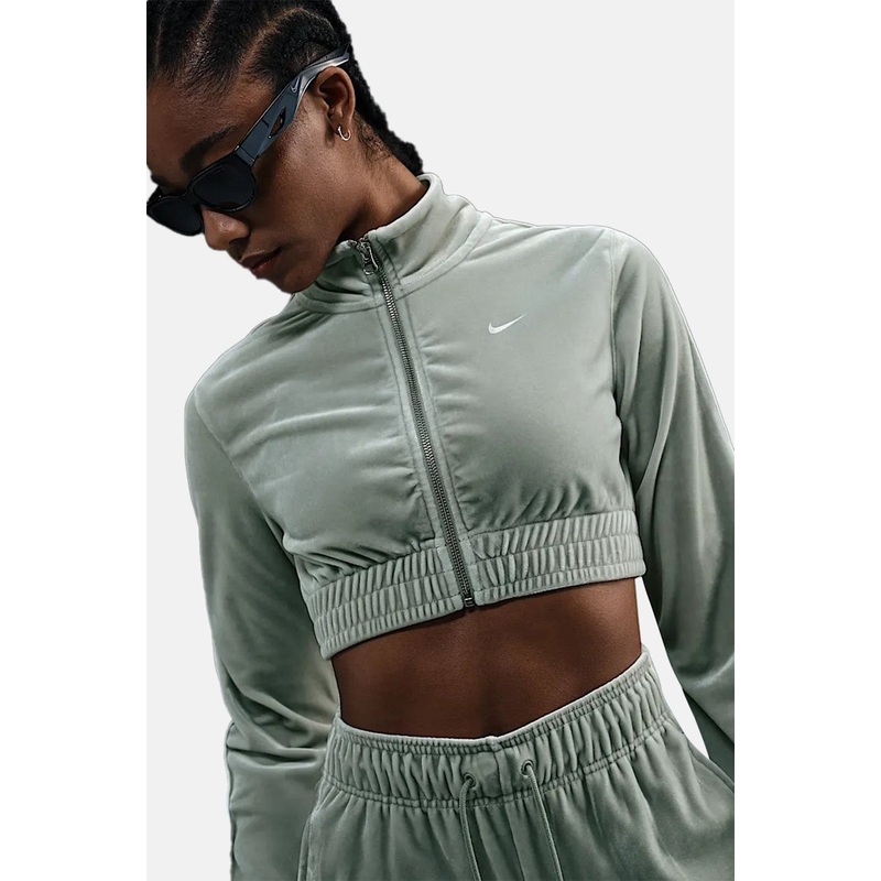 Women’s Cropped Velour Full Zip Top Jade Horizon