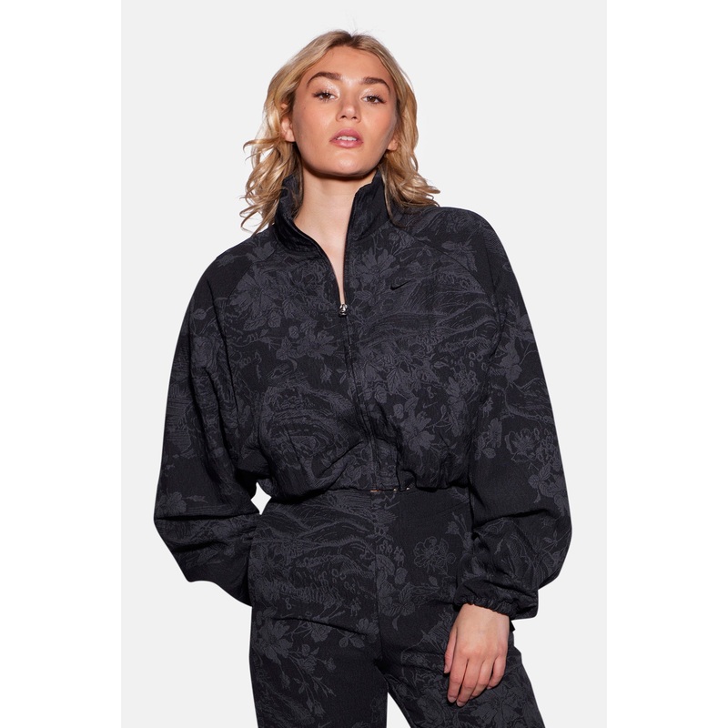 Women’s Oversized Jacquard Track Jacket Black