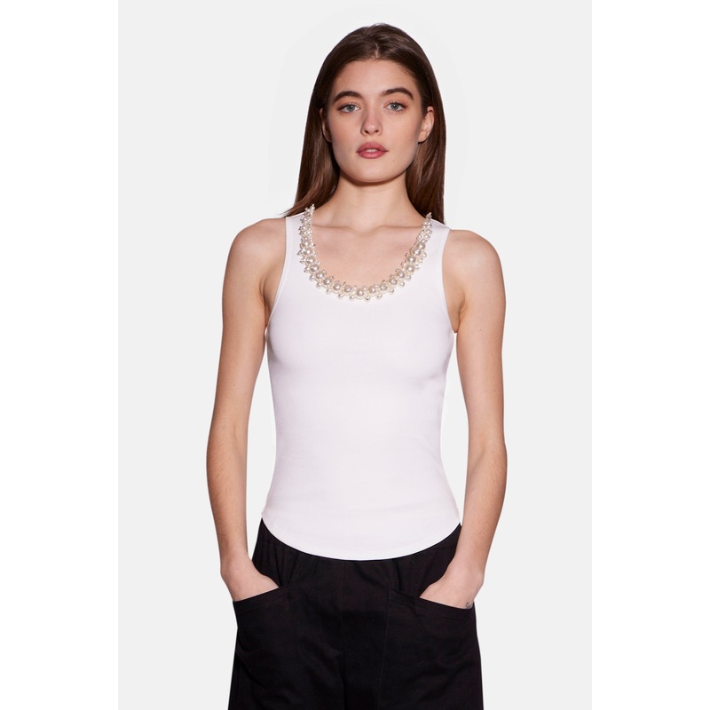 Crush Embellished Tank Ivory|0P|0|1|2