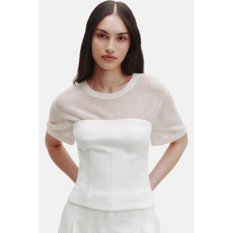 Jillian Bustier Cotton/Wool Top Ivory