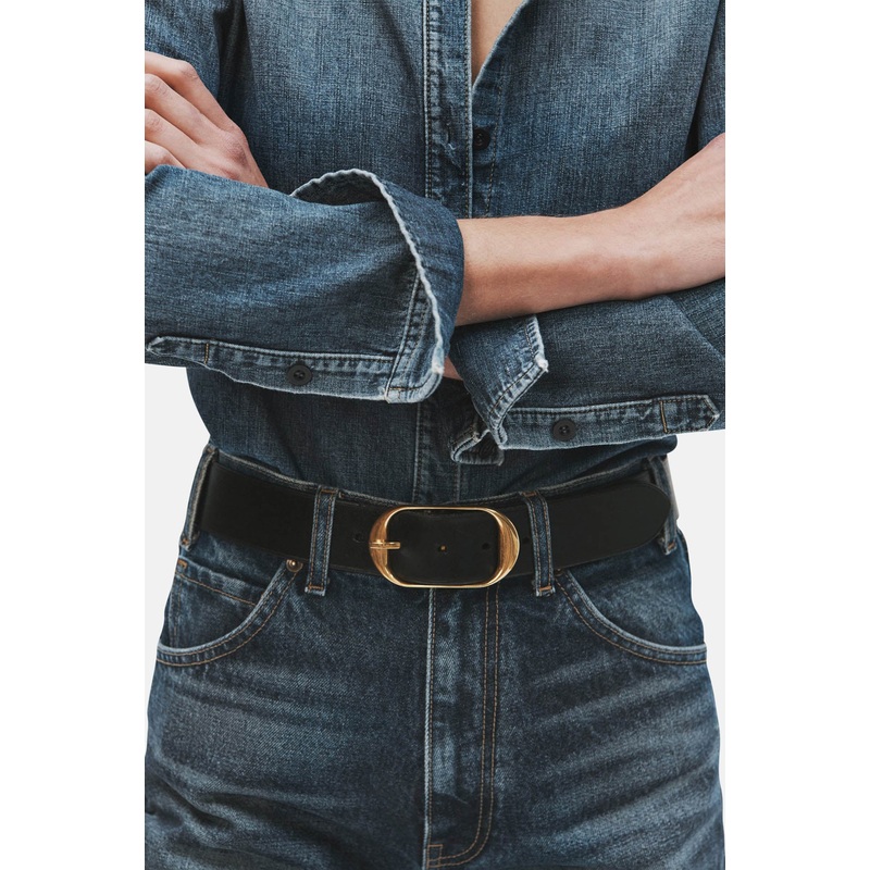 Nili Belt Black W/ Antique Brass Buckle