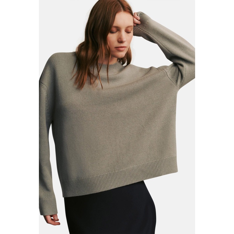 Nili Lotan Boot Cut Jean x TWP Boy Crewneck Flat Grey