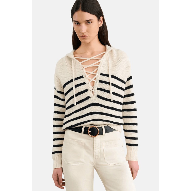 Noemi Stripe Sweater Ivory/ Black Stripe