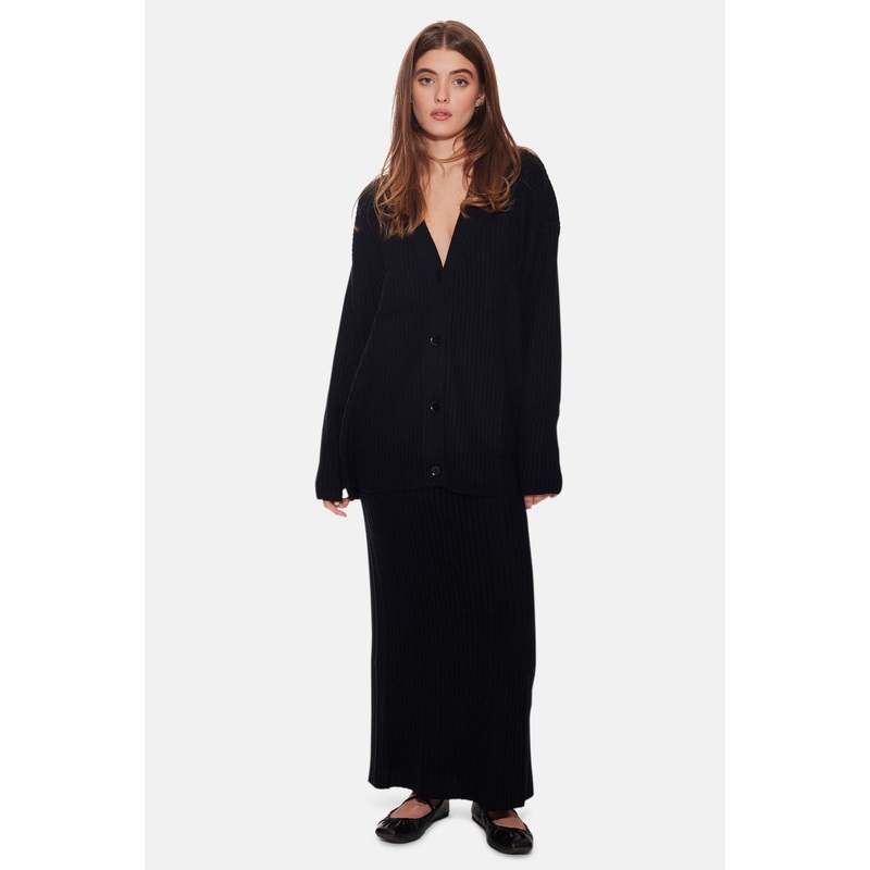 The Tile Club Lucy Cocoon Cardigan & Gertrude Maxi Skirt Black