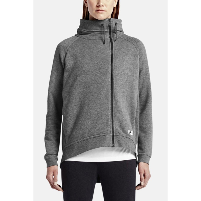 Women’s Fleece Cape Asymmetrical Zip Hoodie Grey