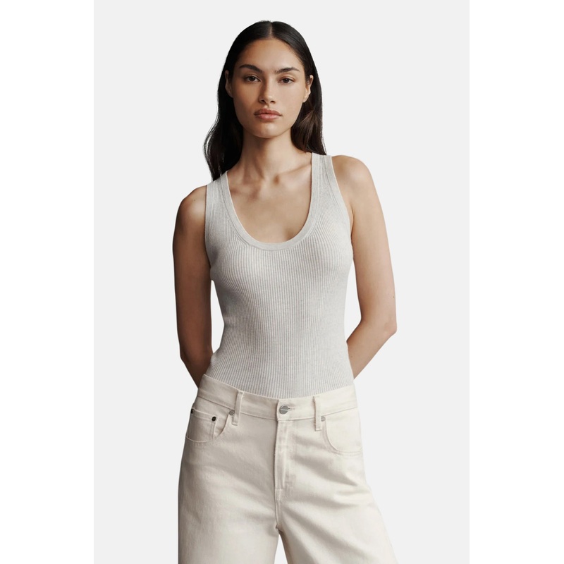 Wool Knit Tank White Heather Grey