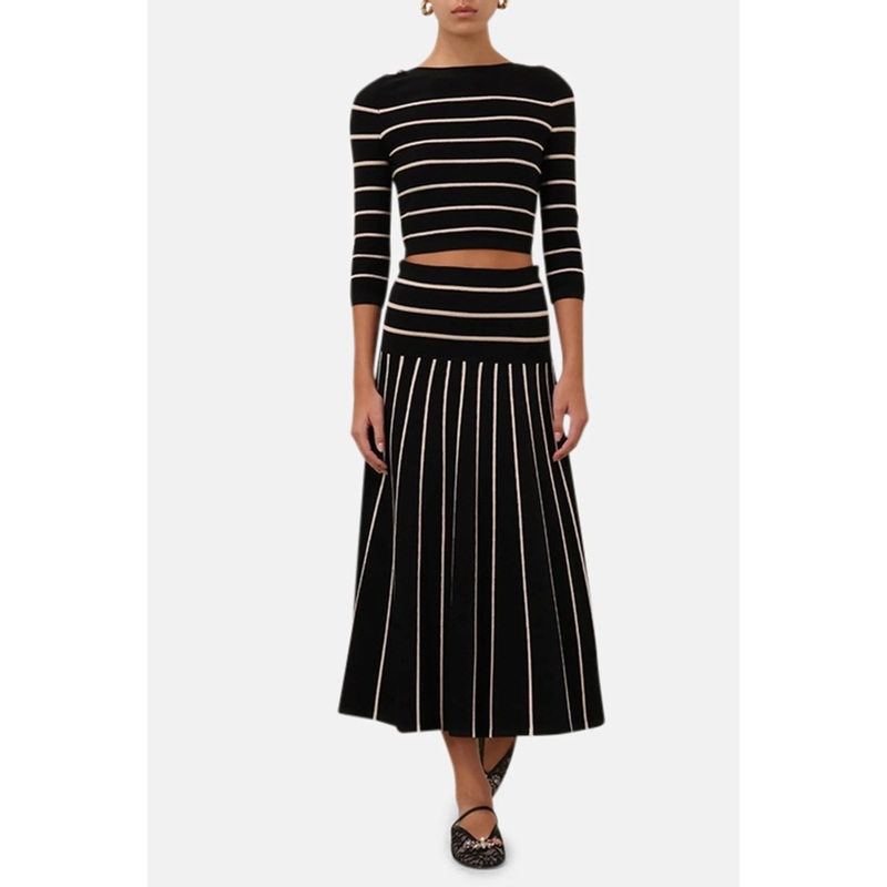 Zimmermann Crush Striped Crop Shirt & Midi Skirt