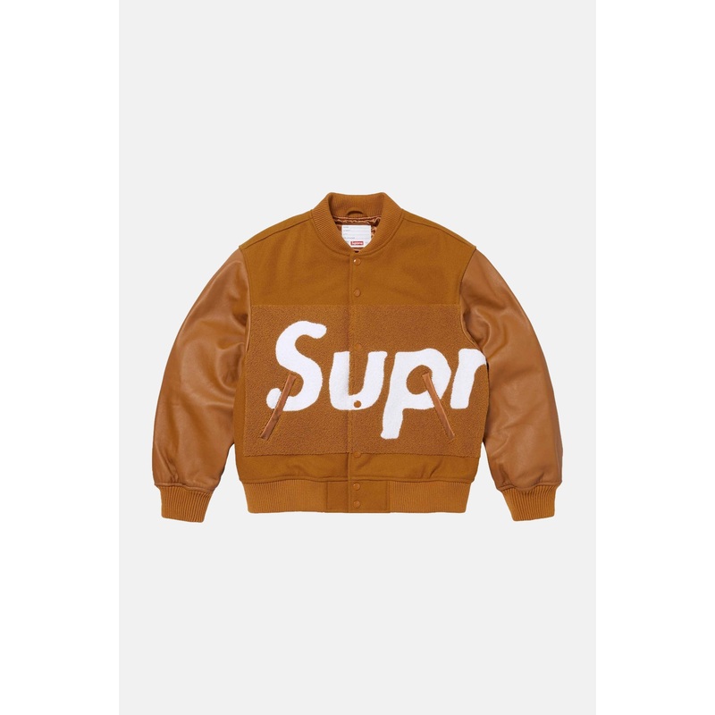 Big Logo Chenille Varsity Jacket Mustard