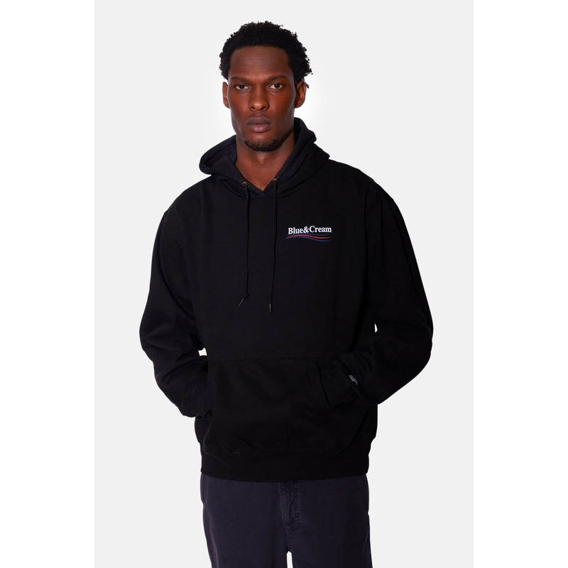 Blue&Cream Wave Hoodie Jet Black
