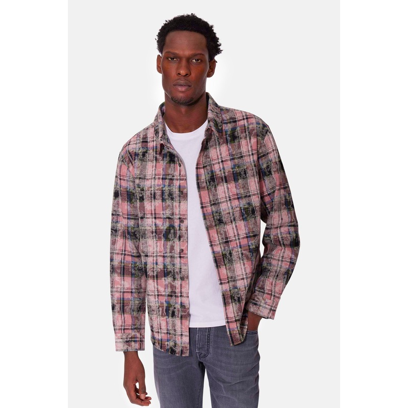 Brandon Distressed Flannel Pink Plaid