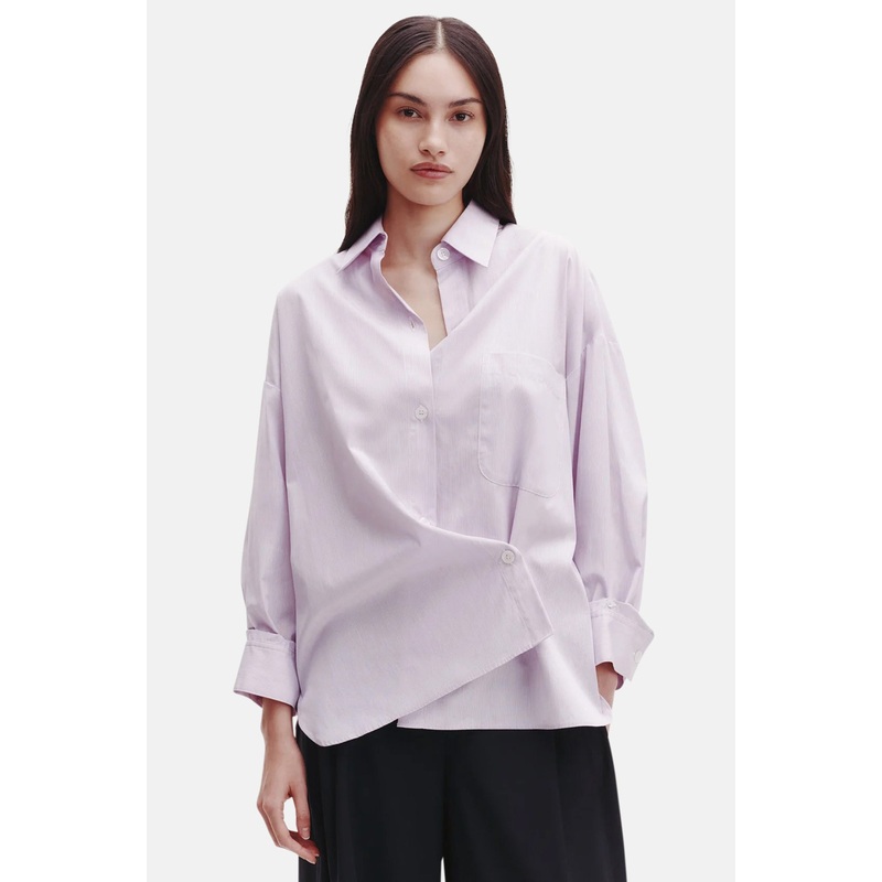 New Earl Shirt in White/Purple Pinstripe