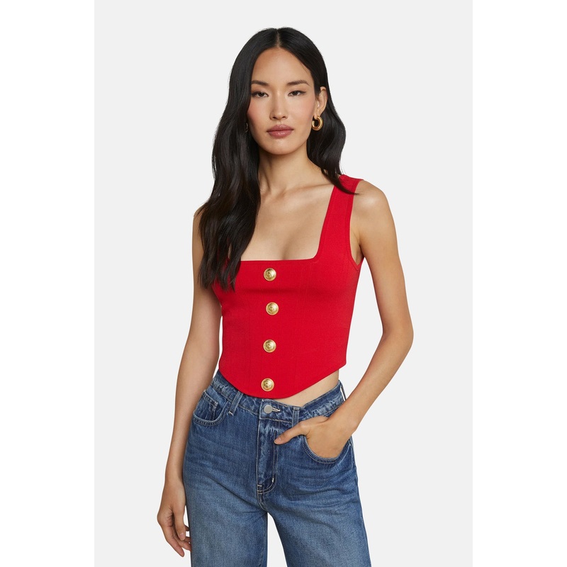 Saga Top Scarlet Red/Gold|XXS|XS|S|M