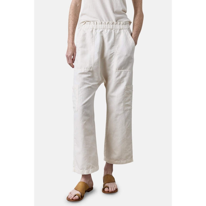 Shailey Paperbag Waist Linen Cotton Pant Ivory