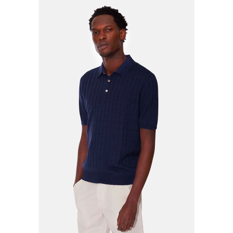 Smooth Light Knit Polo Navy|S|M|L