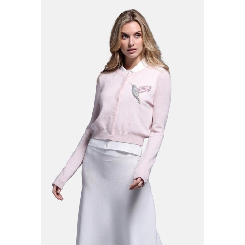Cashmere Hummingbird Cropped Cardigan Lotus