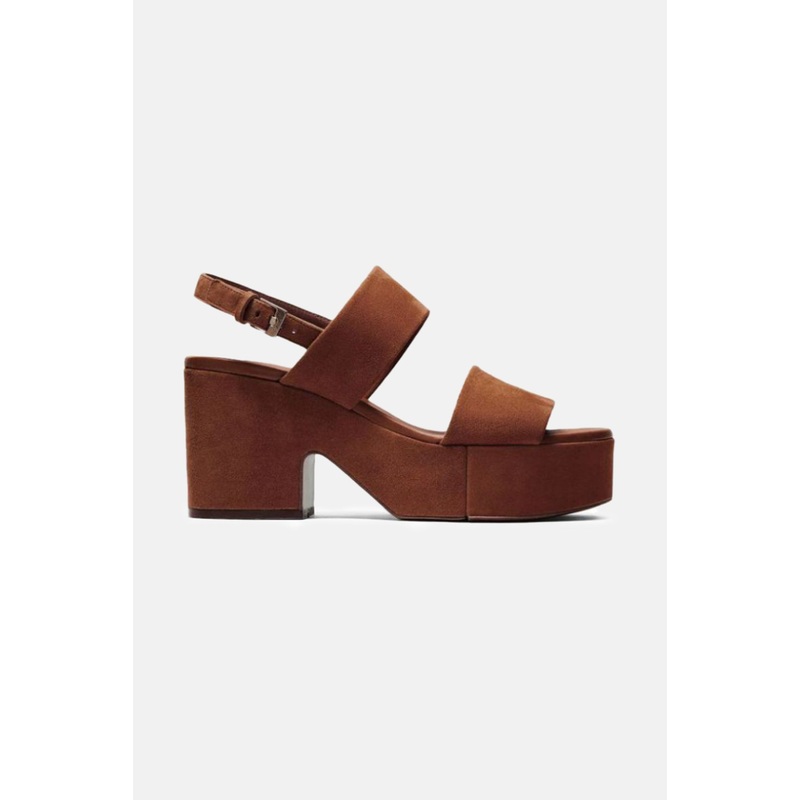 Cora Suede Platform Sandal in Wood