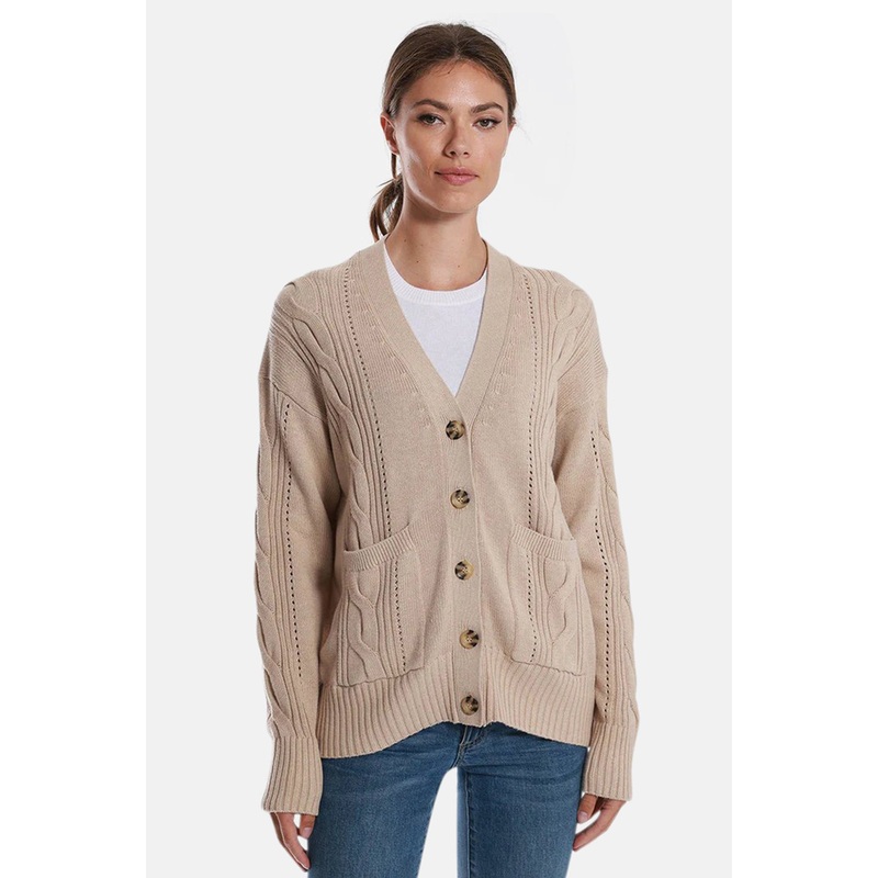 Cotton Cashmere Oversized Cardigan Brown Sugar
