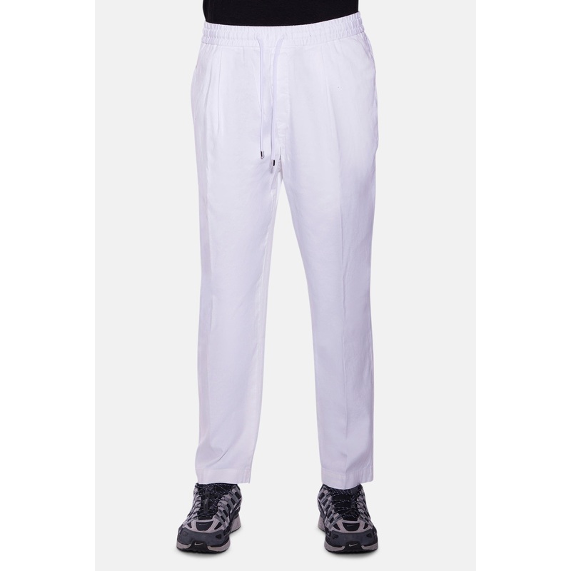 Daniel Drawstring Linen Pant White