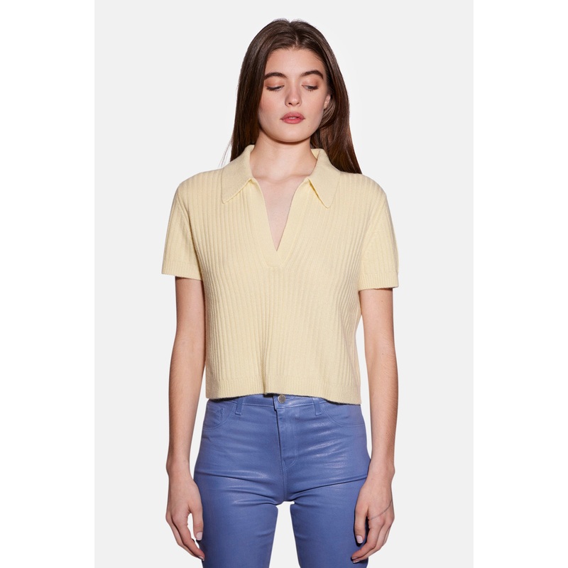 Farrah Short Sleeve Polo Pale Yellow