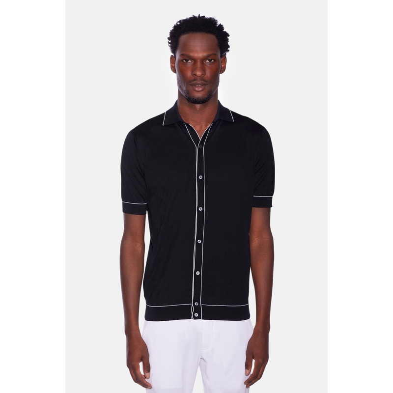 Fine Cotton SS Shirt Midnight/White
