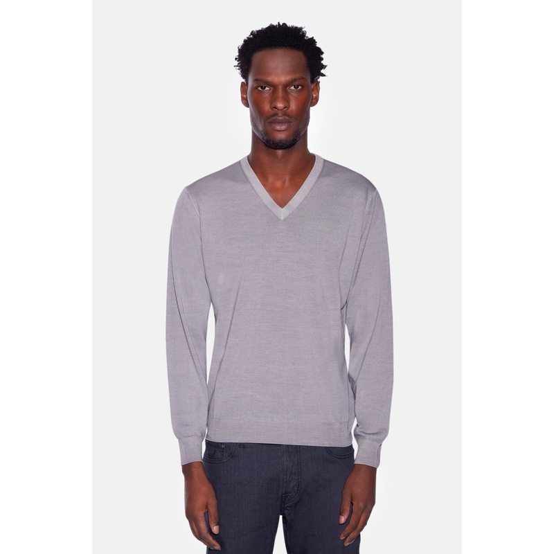 Lightweight Merino V-Neck Fog|46|48|50|52|54|56