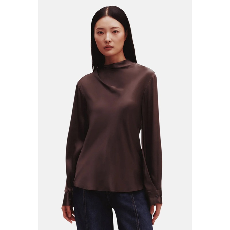 Phoebe Top In Silk Charmeuse Mink