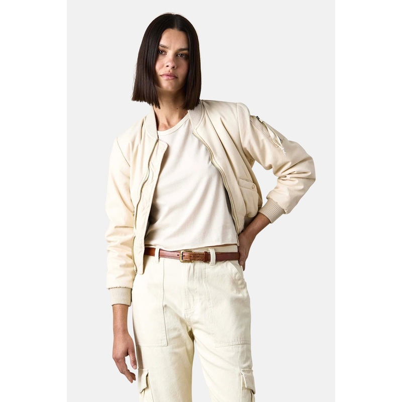 Reyes Shrunken Quilted Canvas Bomber Ivory