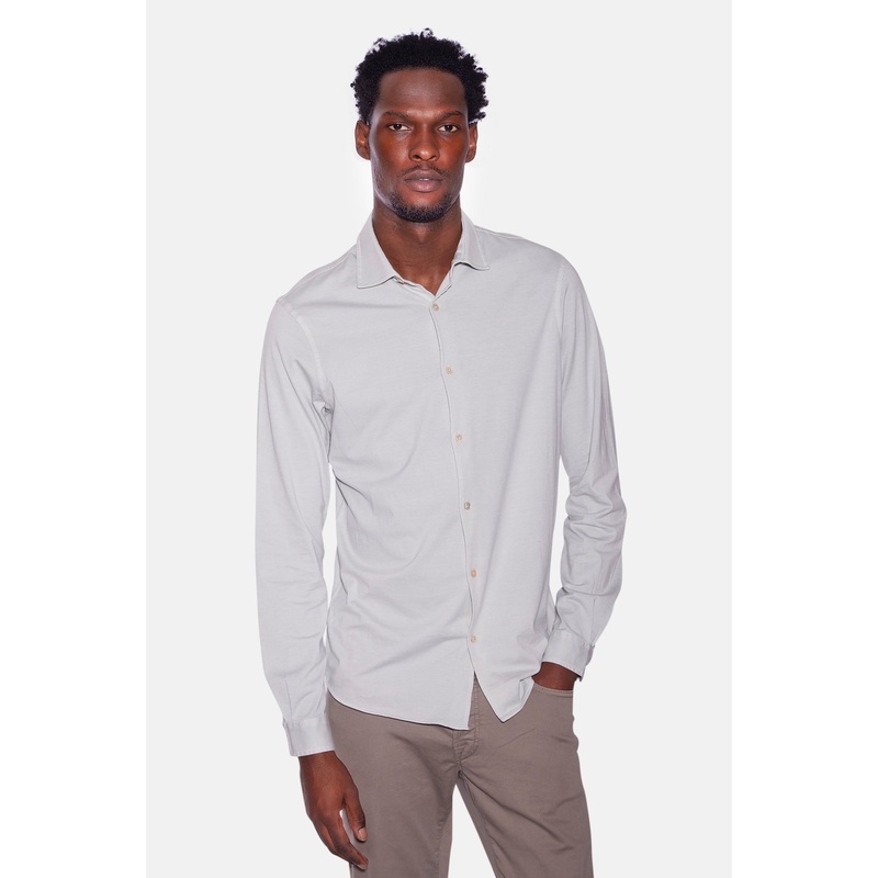 Soft Cotton Jersey Shirt Pearl Grey