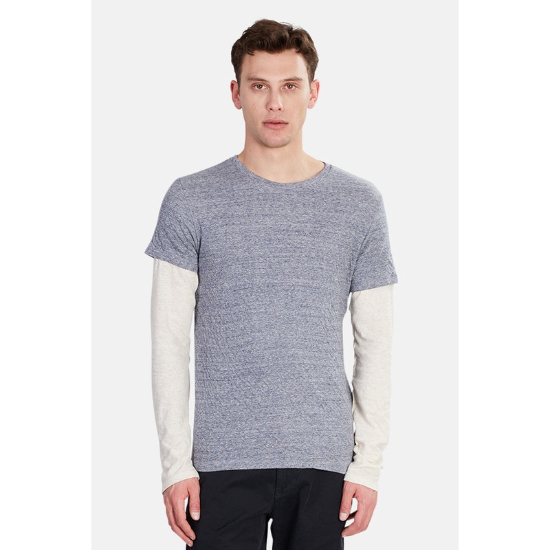 Double Layer Tee Navy/Oatmeal|S|M|L|XL