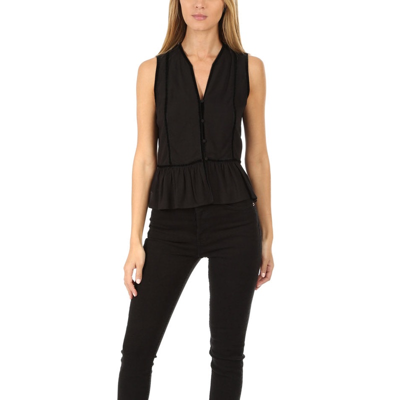 FRAME Trim Peplum Sleeveless Top