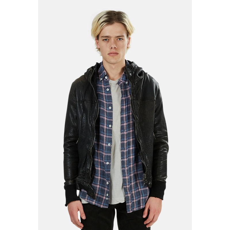 Giorgio Brato Leather Hooded Bomber