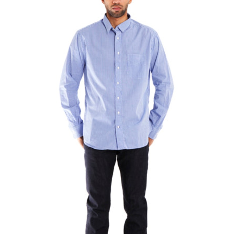 Macro Check Gingham Button Down Shirt Blue