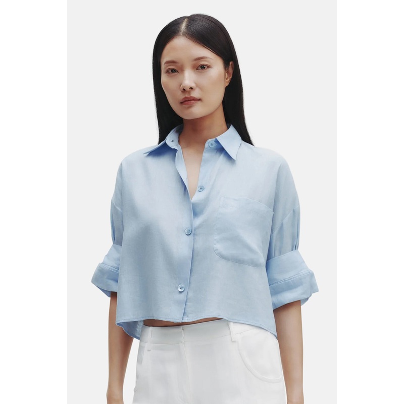 Next Ex Linen Shirt in Baby Blue