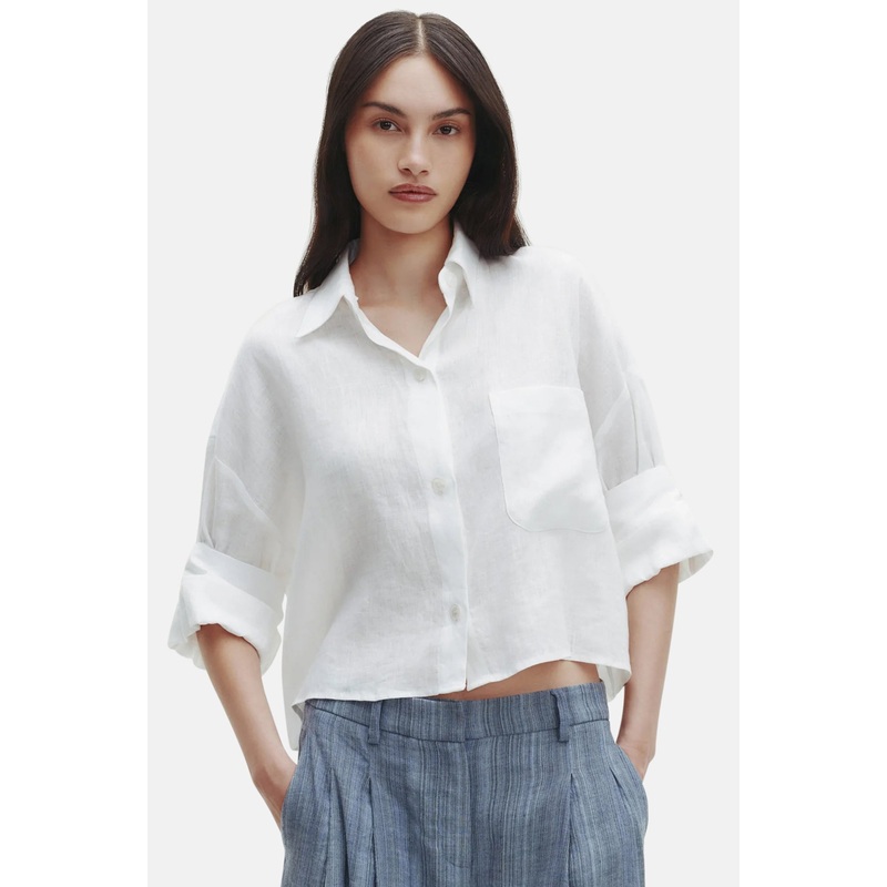 Next Ex Linen Shirt in White|P|XS/S|M/L