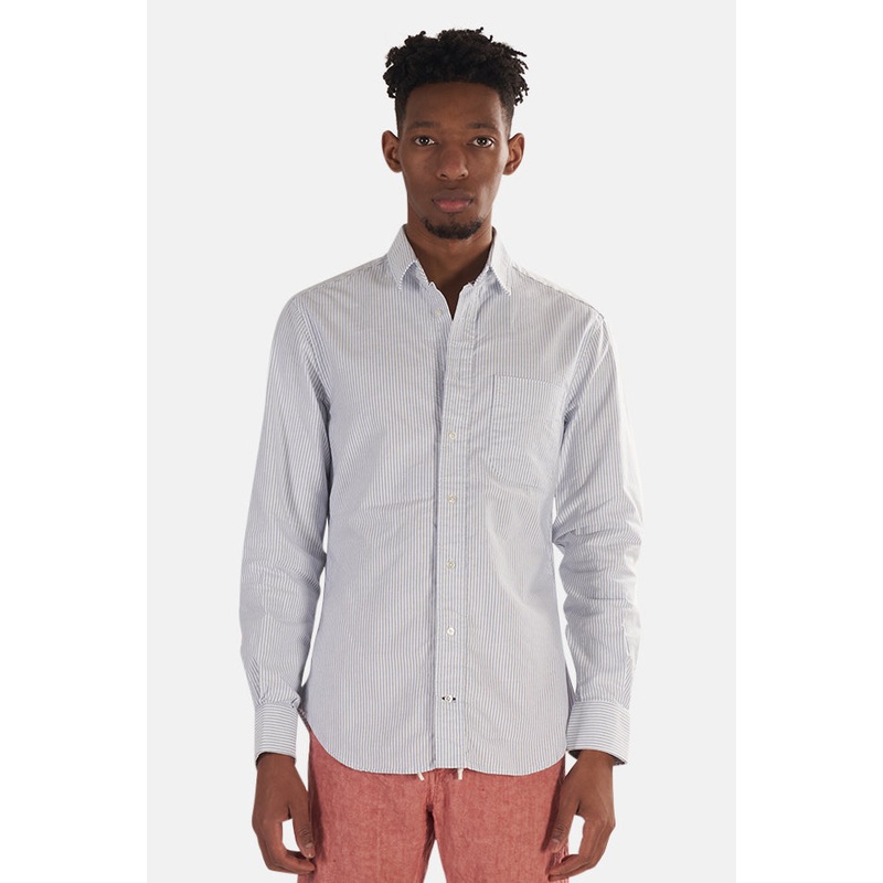 Oxford Seersucker Button Down Blue Stripe