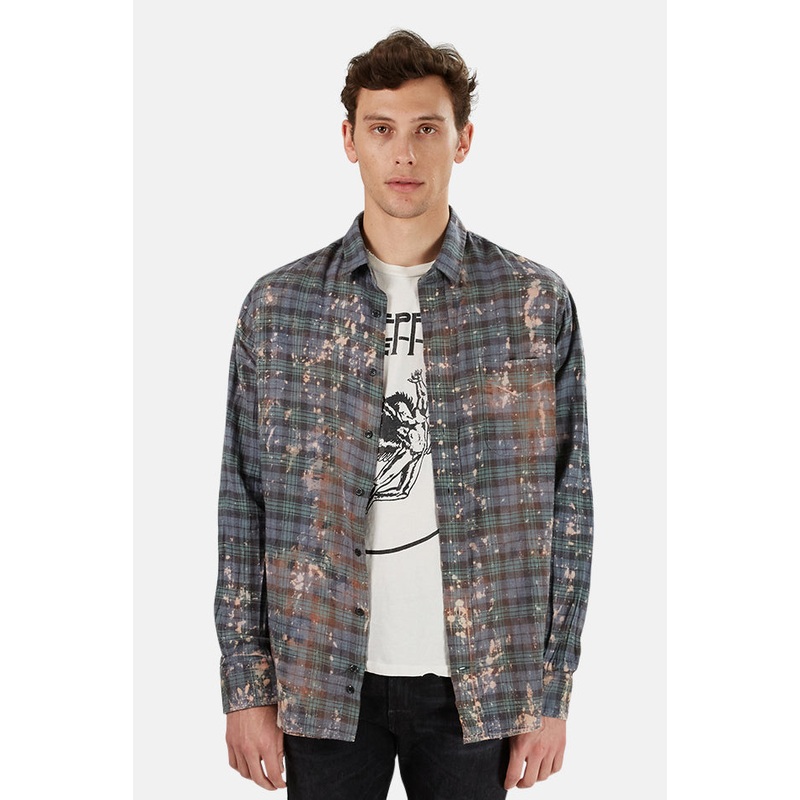 Paint Splatter Flannel Green/Blue